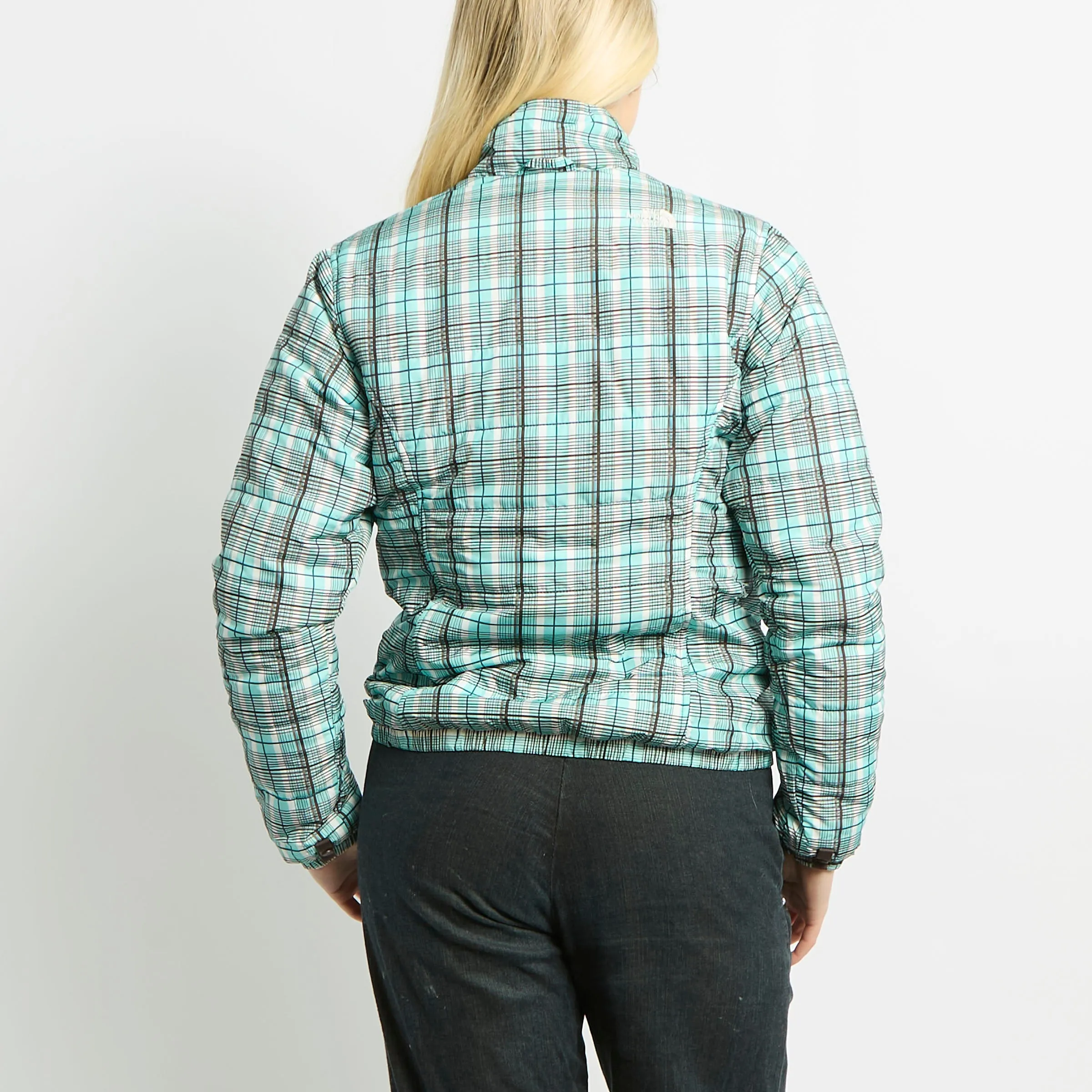 Plaid North Face Lightweight Puffer Coat - S