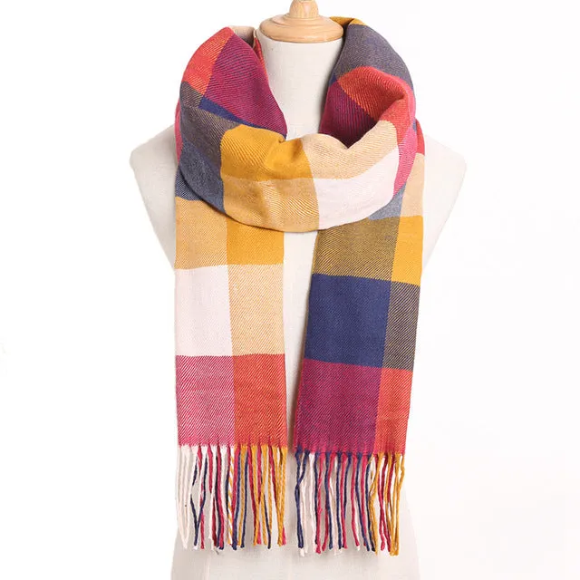 Plaid Winter Scarf Women
