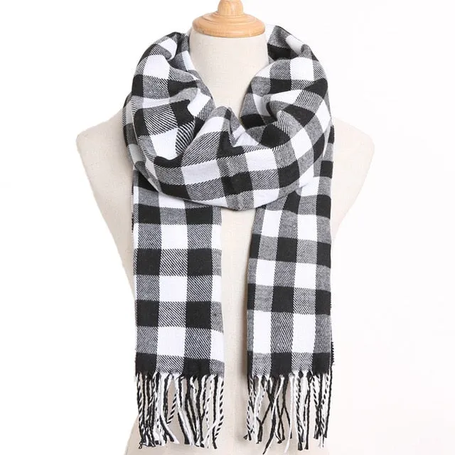 Plaid Winter Scarf Women