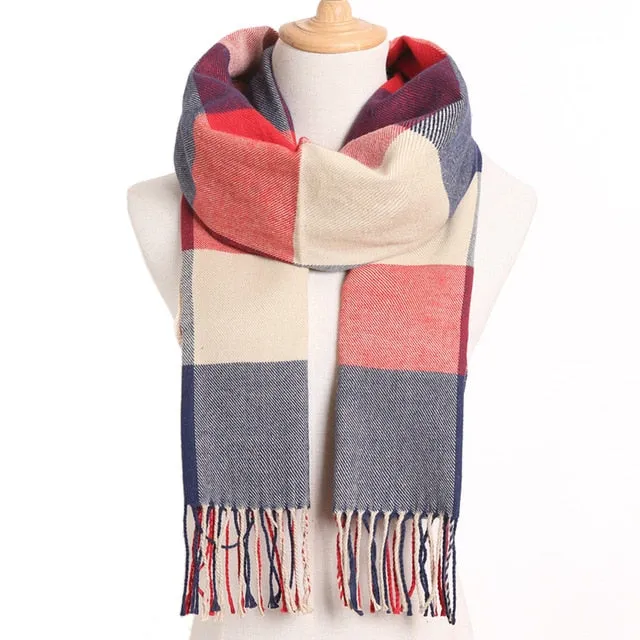 Plaid Winter Scarf Women