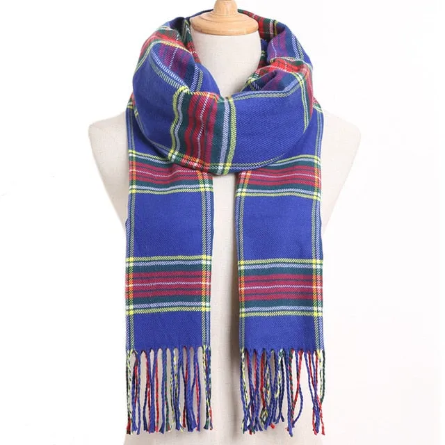 Plaid Winter Scarf Women