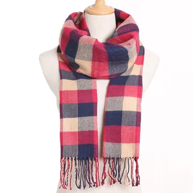 Plaid Winter Scarf Women