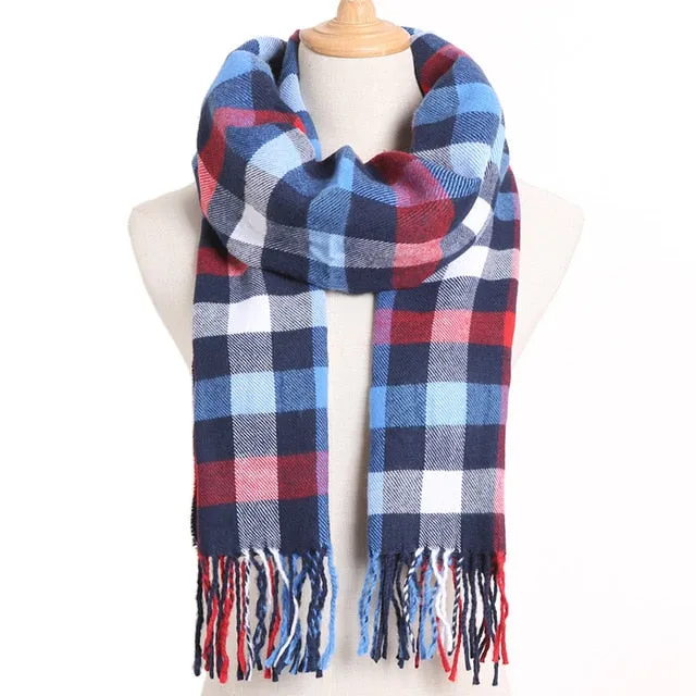 Plaid Winter Scarf Women