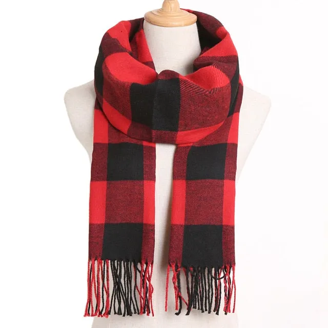Plaid Winter Scarf Women