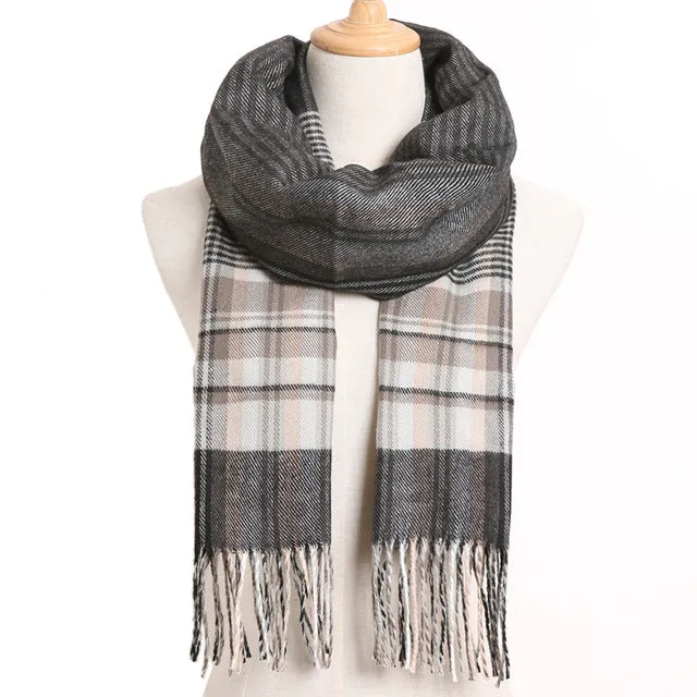 Plaid Winter Scarf Women