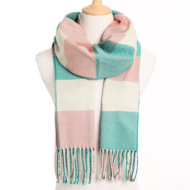 Plaid Winter Scarf Women