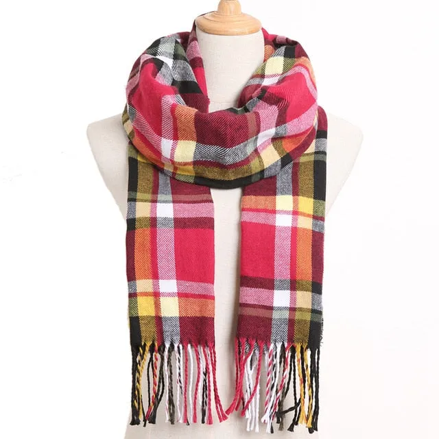 Plaid Winter Scarf Women