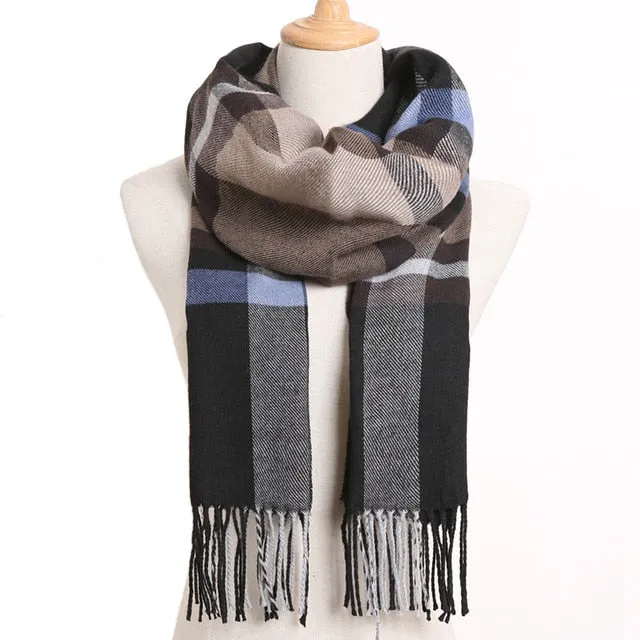 Plaid Winter Scarf Women