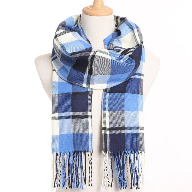 Plaid Winter Scarf Women