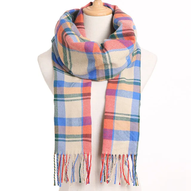 Plaid Winter Scarf Women