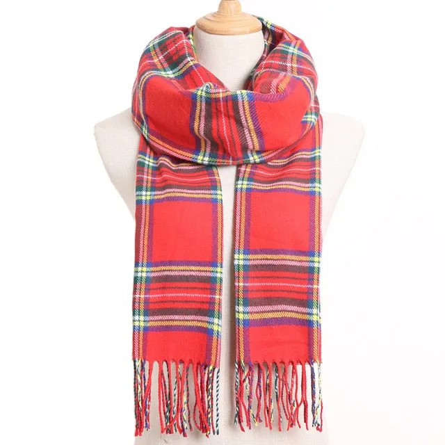 Plaid Winter Scarf Women