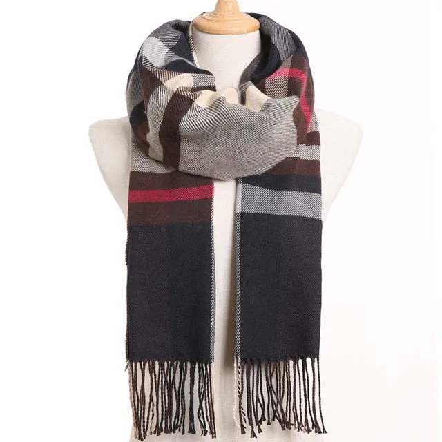 Plaid Winter Scarf Women