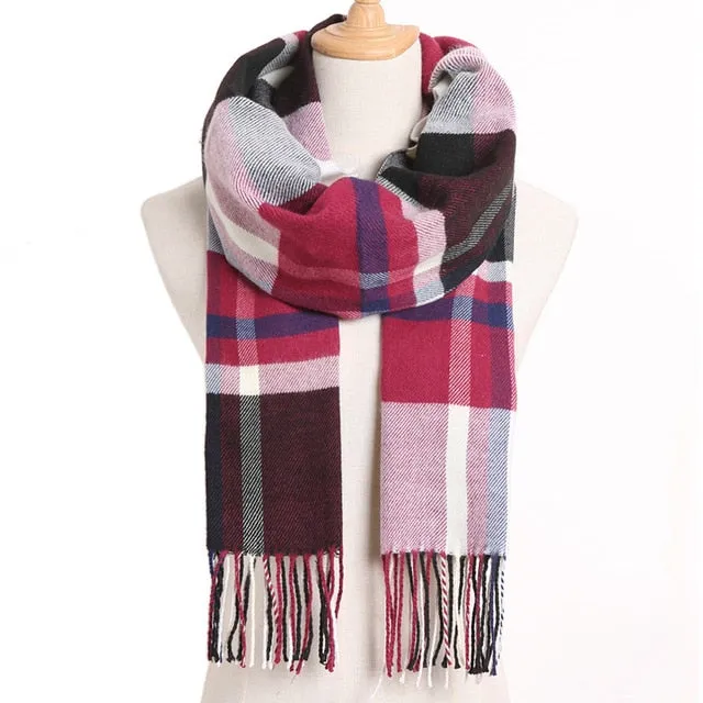 Plaid Winter Scarf Women