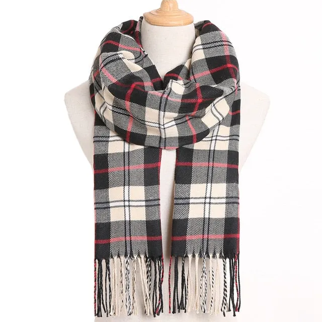 Plaid Winter Scarf Women