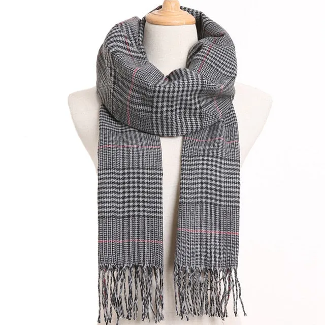 Plaid Winter Scarf Women