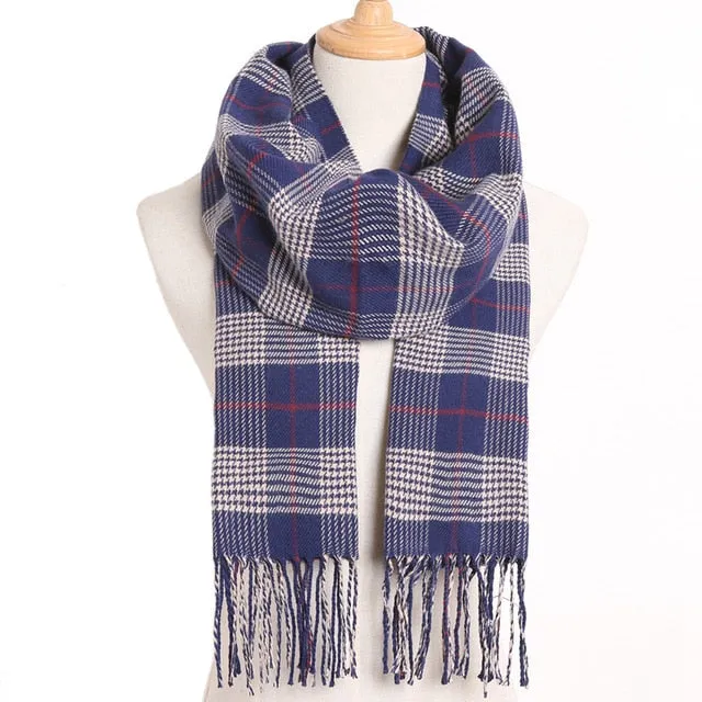 Plaid Winter Scarf Women