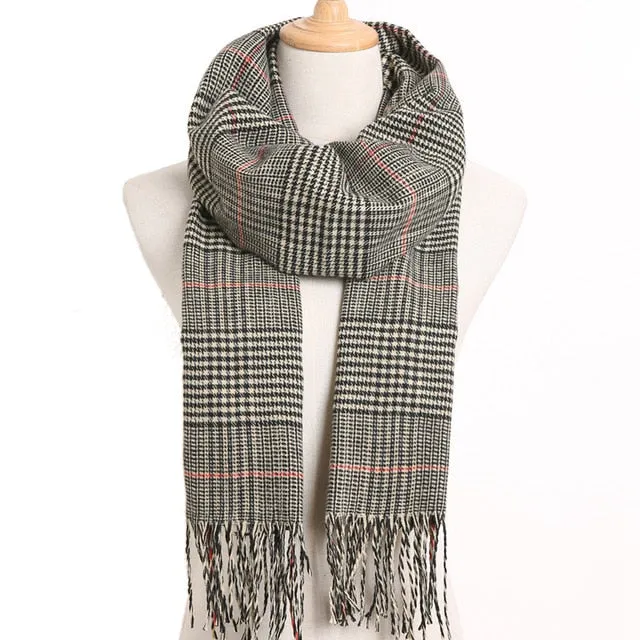 Plaid Winter Scarf Women