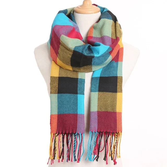 Plaid Winter Scarf Women