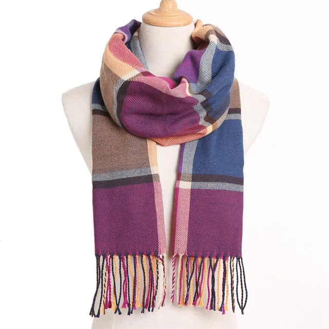 Plaid Winter Scarf Women