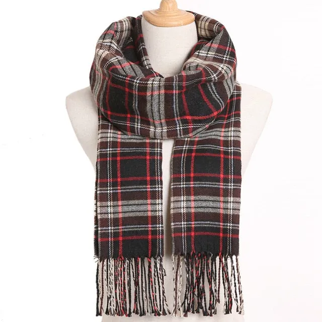 Plaid Winter Scarf Women