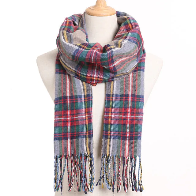 Plaid Winter Scarf Women