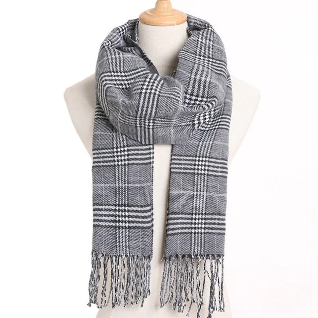 Plaid Winter Scarf Women