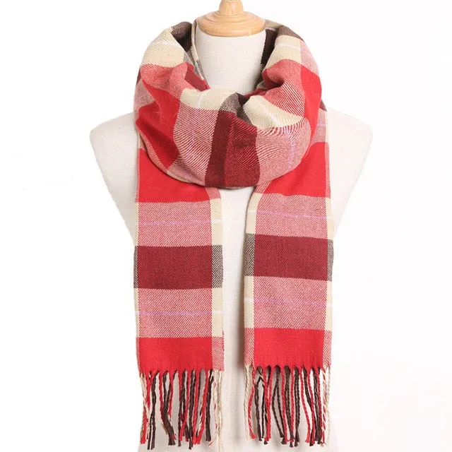 Plaid Winter Scarf Women