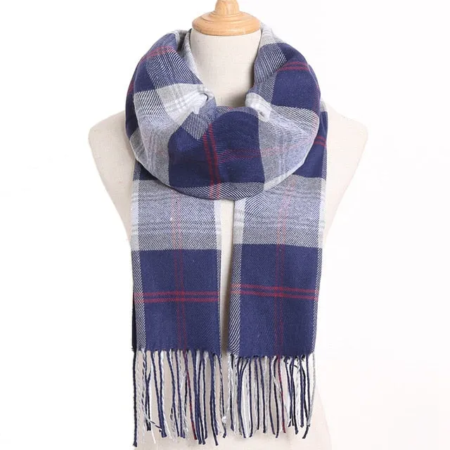 Plaid Winter Scarf Women