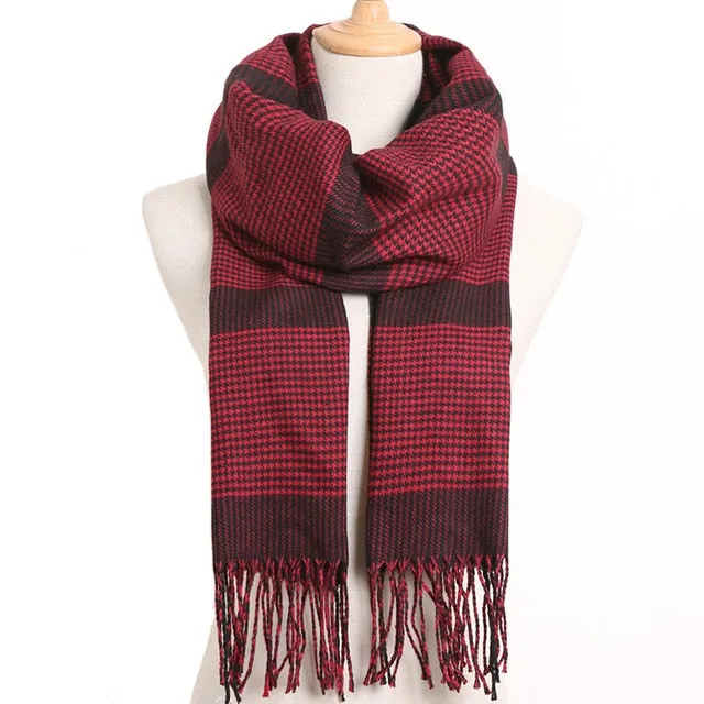 Plaid Winter Scarf Women