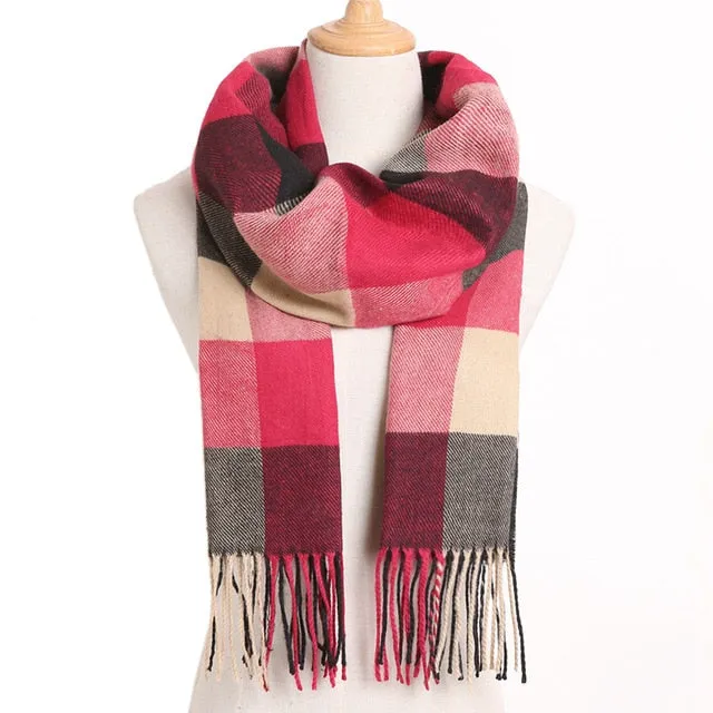 Plaid Winter Scarf Women