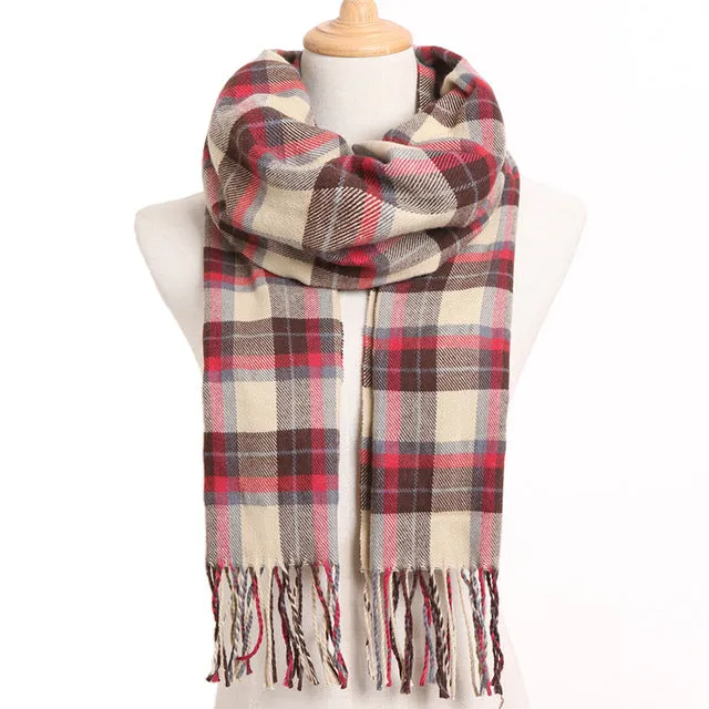 Plaid Winter Scarf Women