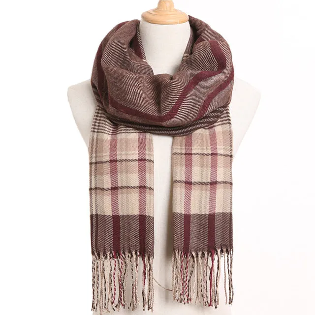 Plaid Winter Scarf Women