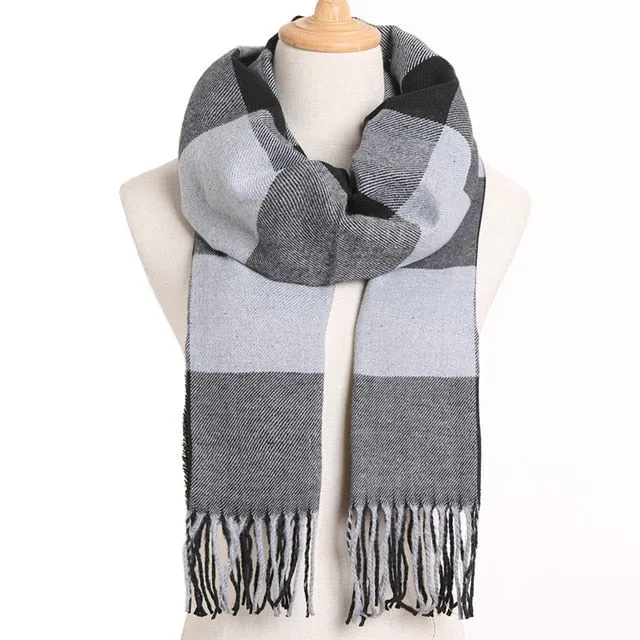 Plaid Winter Scarf Women