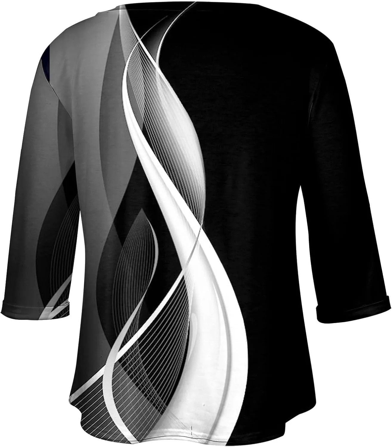 Plus Size Tops for Women Dressy Casual 3/4 Length Sleeve V Neck Shirts Comfy Gradient Loose Fit Fall Fashion Clothes