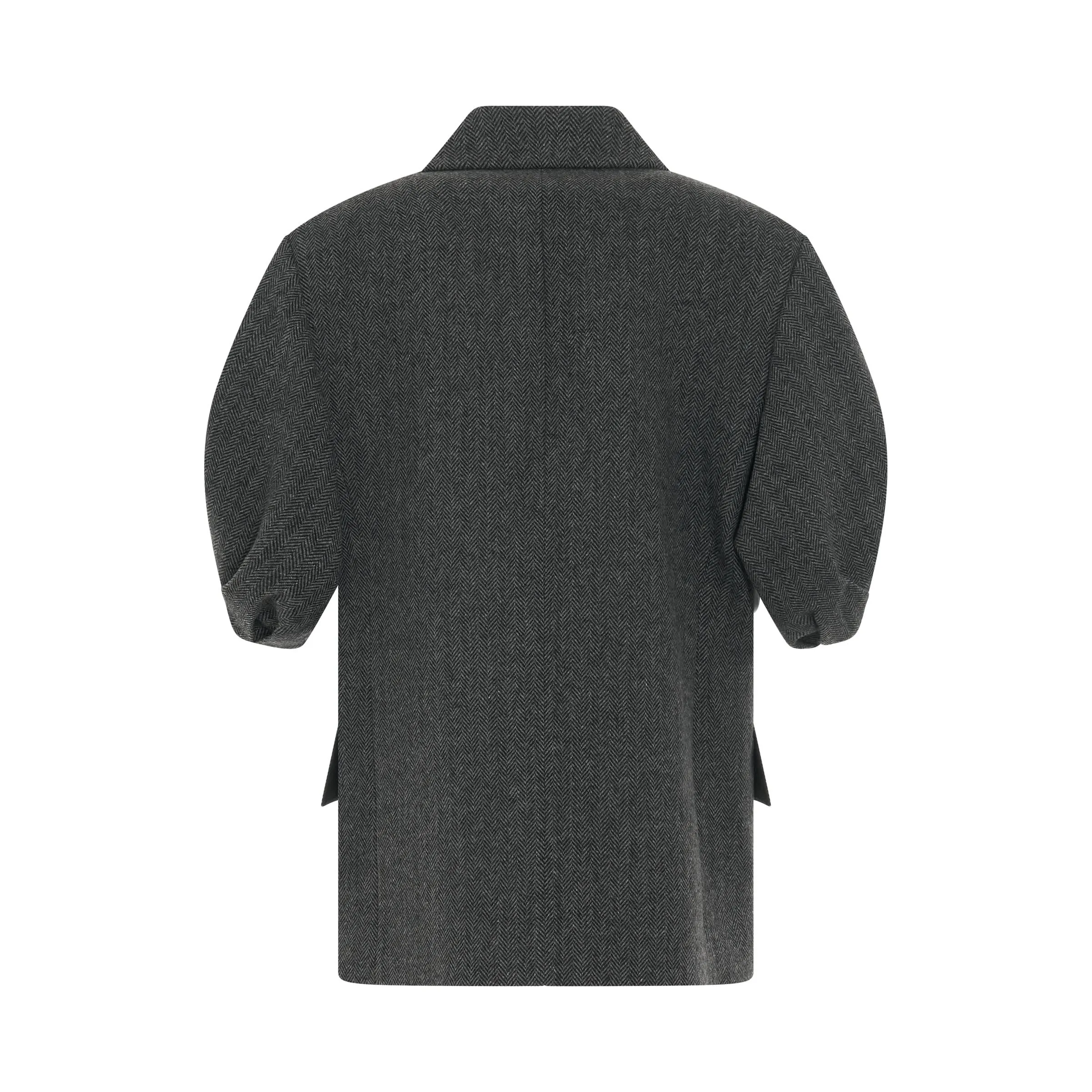 Puff Sleeve Tailored Jacket in Dark Grey