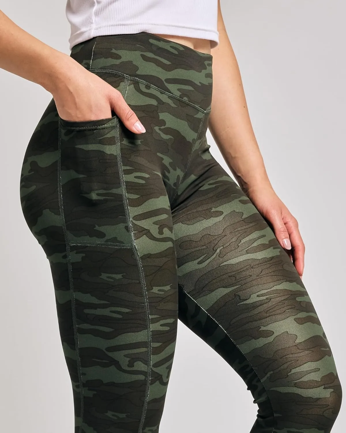 Real Essentials 4-Pack: Women's Full Length Fitted Athletic Yoga Performance Leggings with Pockets (Available in Plus Size)