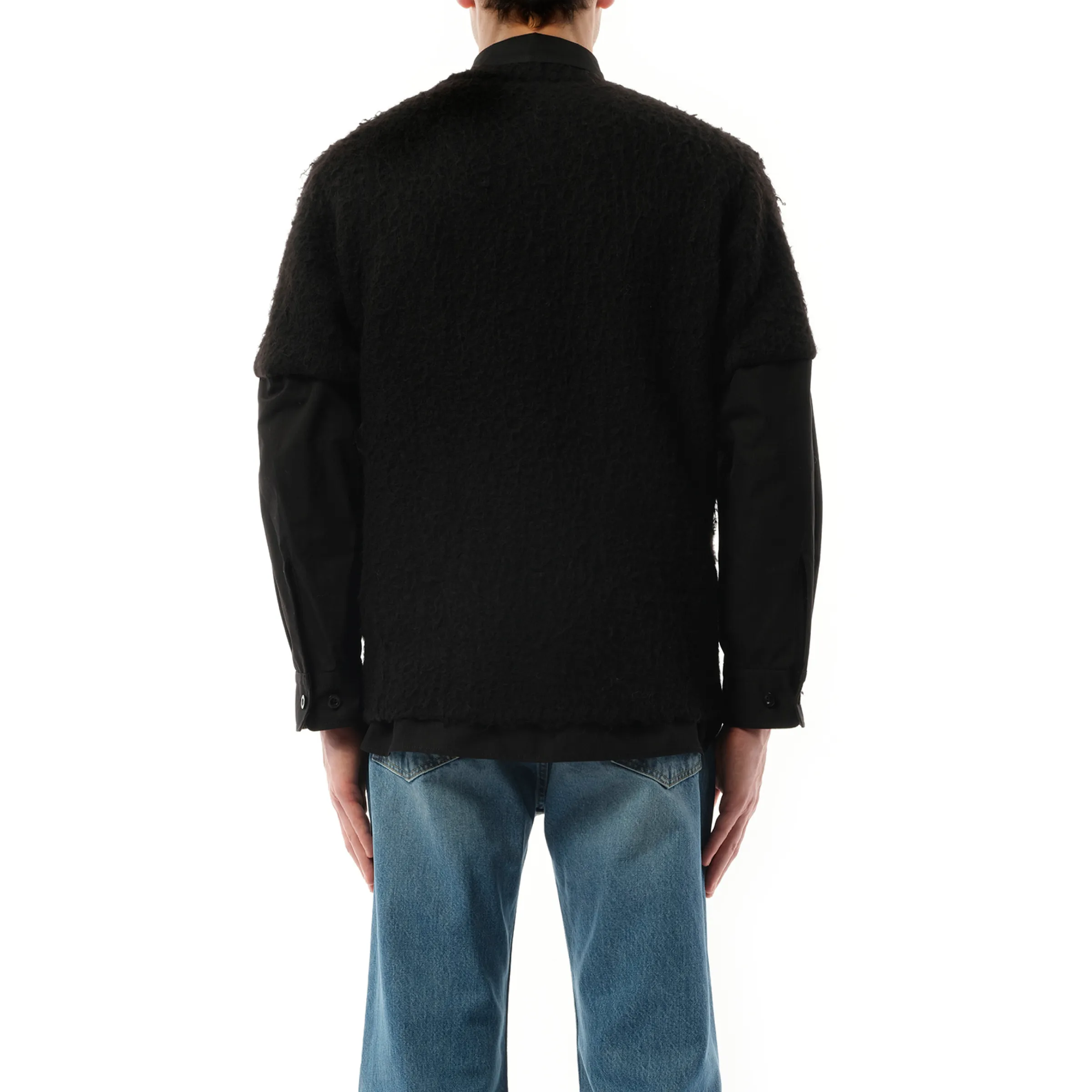 Black Ripstop and Knit Pullover