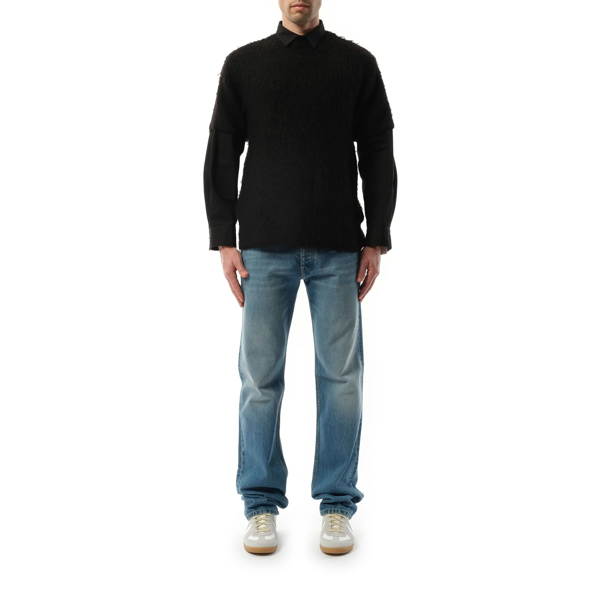 Black Ripstop and Knit Pullover
