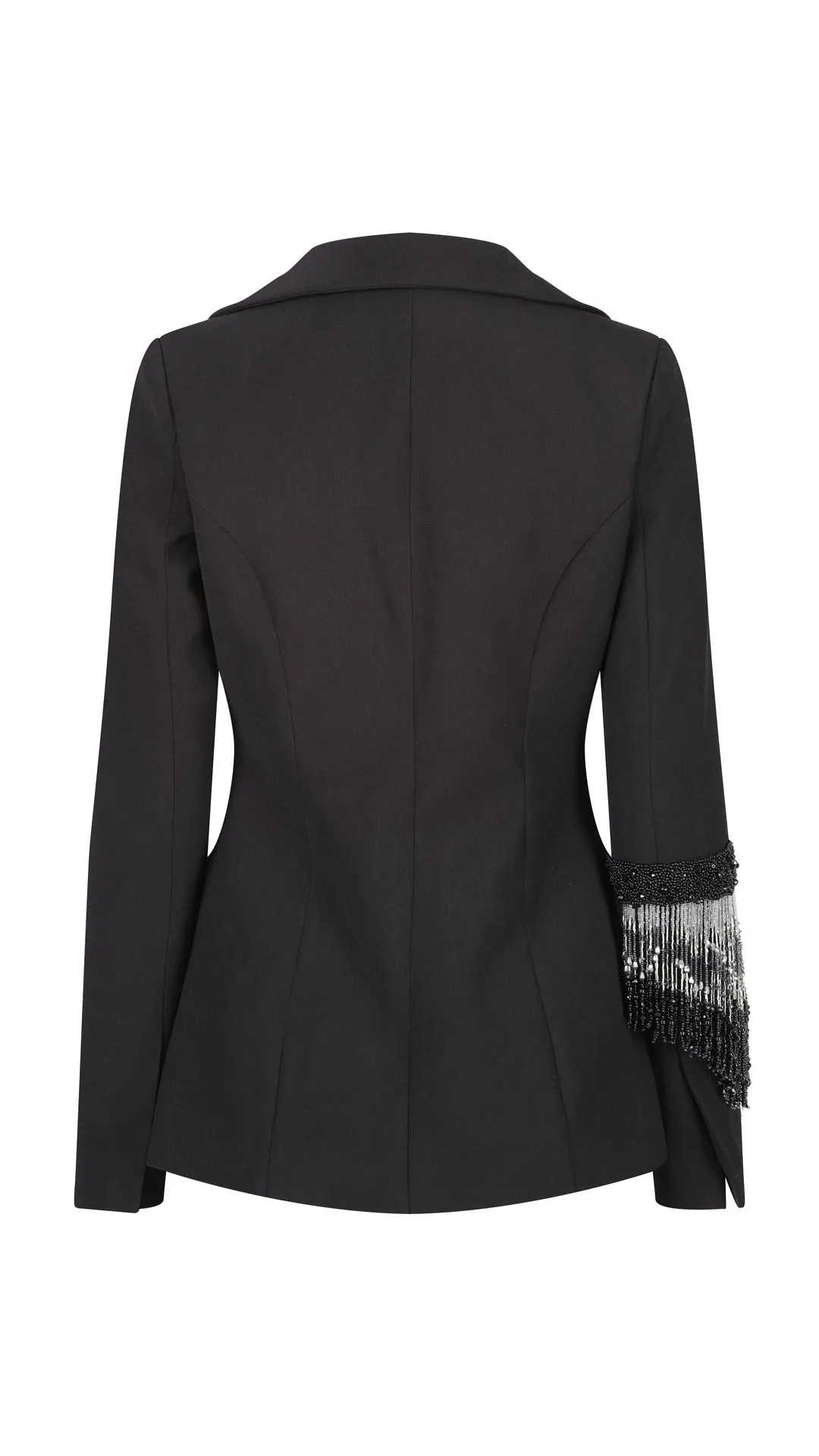 Ritz Black Beaded Fringe Blazer