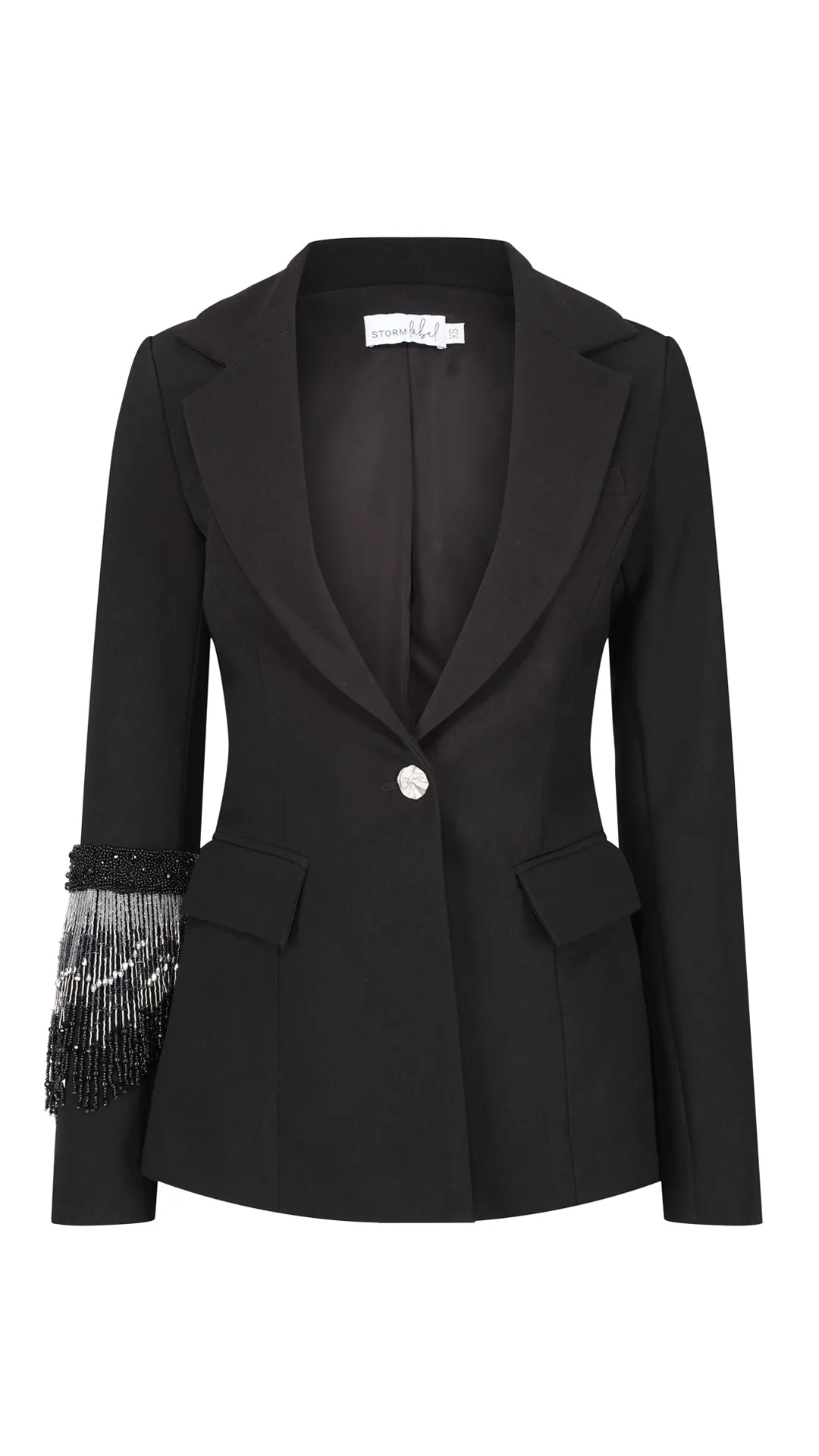 Ritz Black Beaded Fringe Blazer