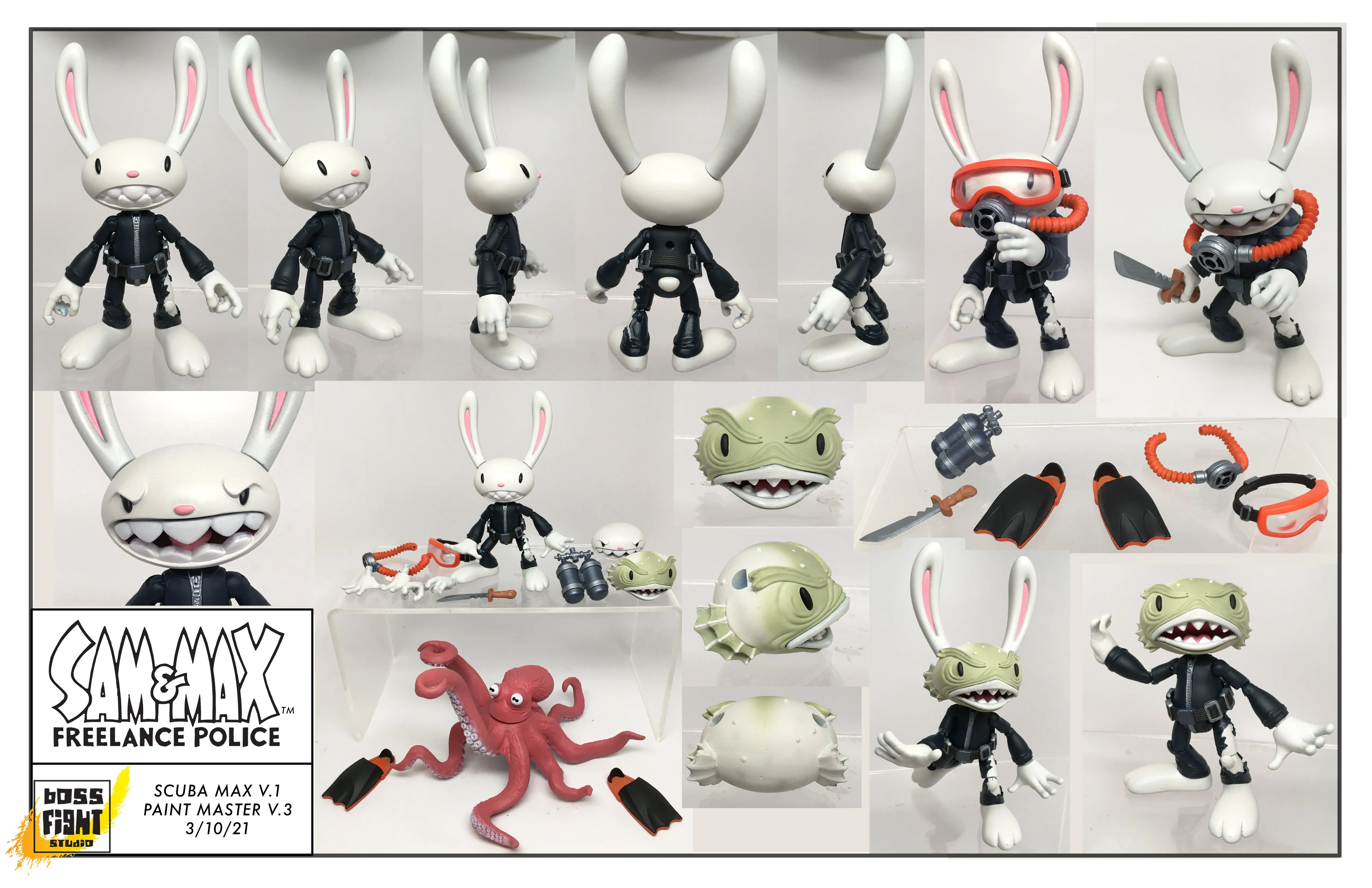 Sam & Max Series Action Figure - Wave 2 - Scuba Max & Ratzo the Octopus Ginormous Deluxe Set -WHOLESALE