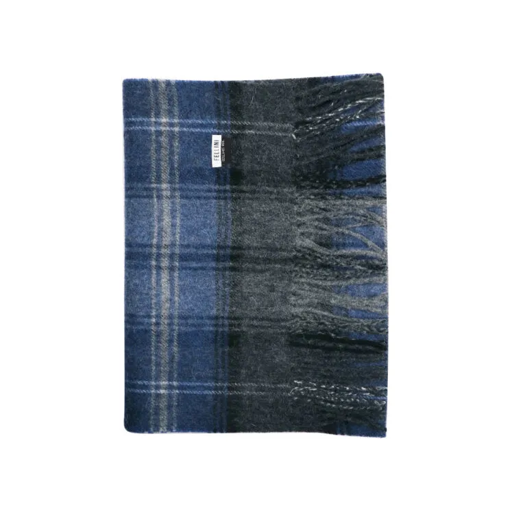 Scarf Lambswool Grey & Blue Check