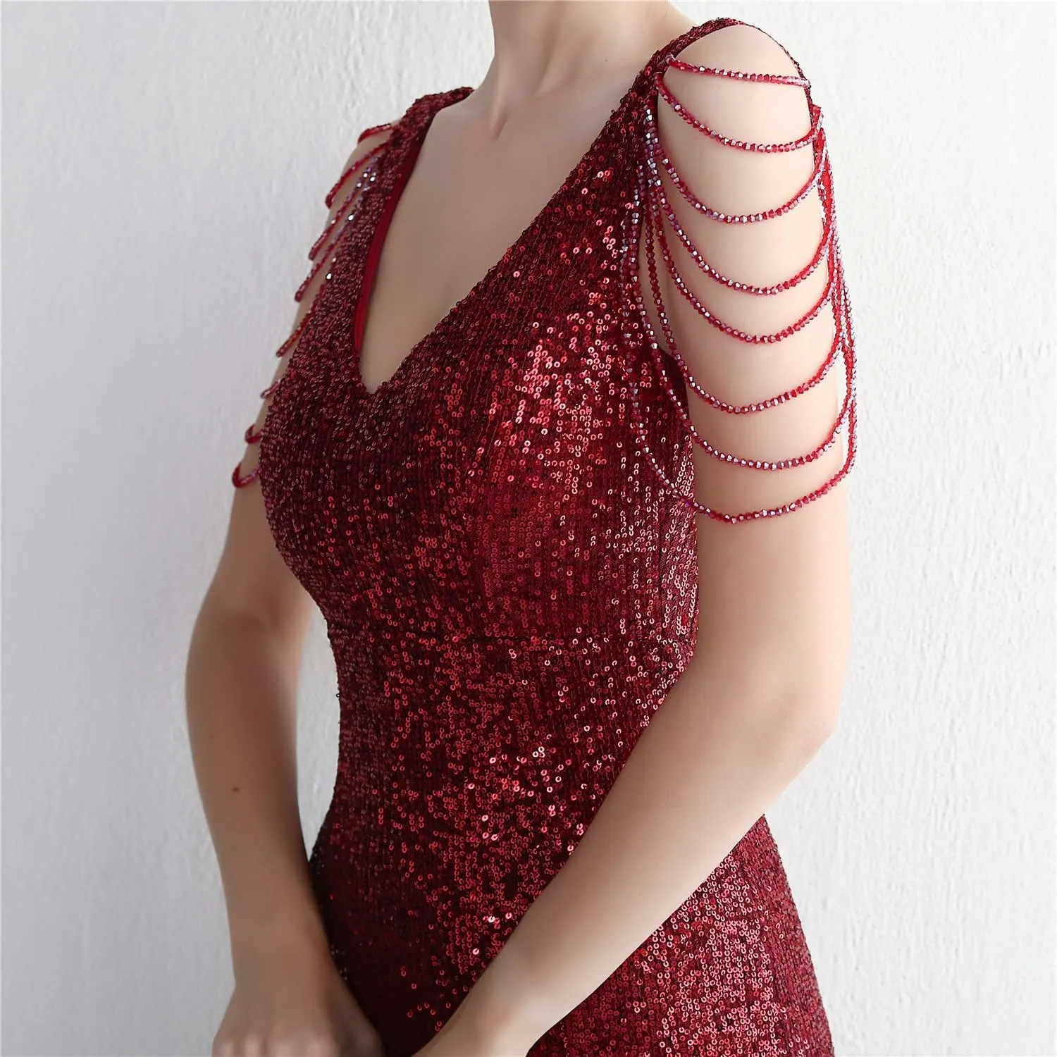 Sequin Long Plus Size Women's Performance Dress, Banquet Evening Dress