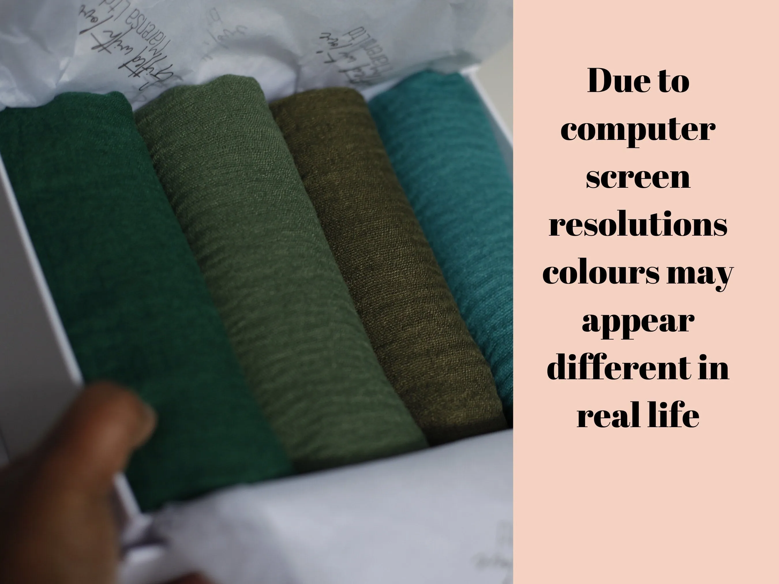 Shades of forest green crimple scarf with distressed edge, Perfect Eid Hijabs, or if you are gifting hijab gifts, perfectly boxed
