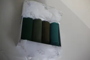 Shades of forest green crimple scarf with distressed edge, Perfect Eid Hijabs, or if you are gifting hijab gifts, perfectly boxed