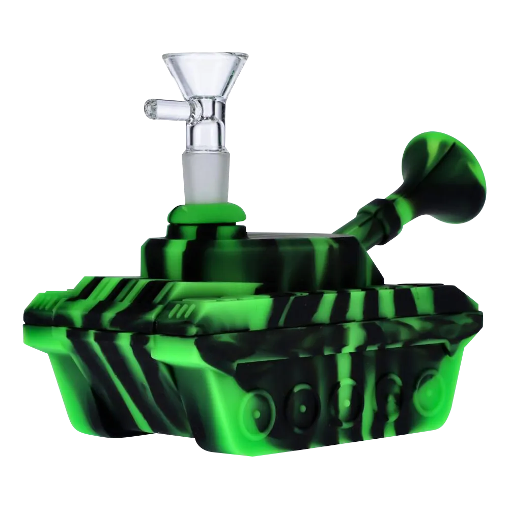 Silicone Army Tank Pipe with Glass Bowl