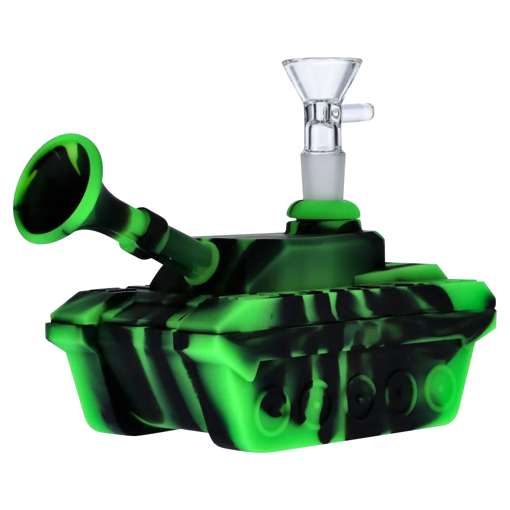 Silicone Army Tank Pipe with Glass Bowl