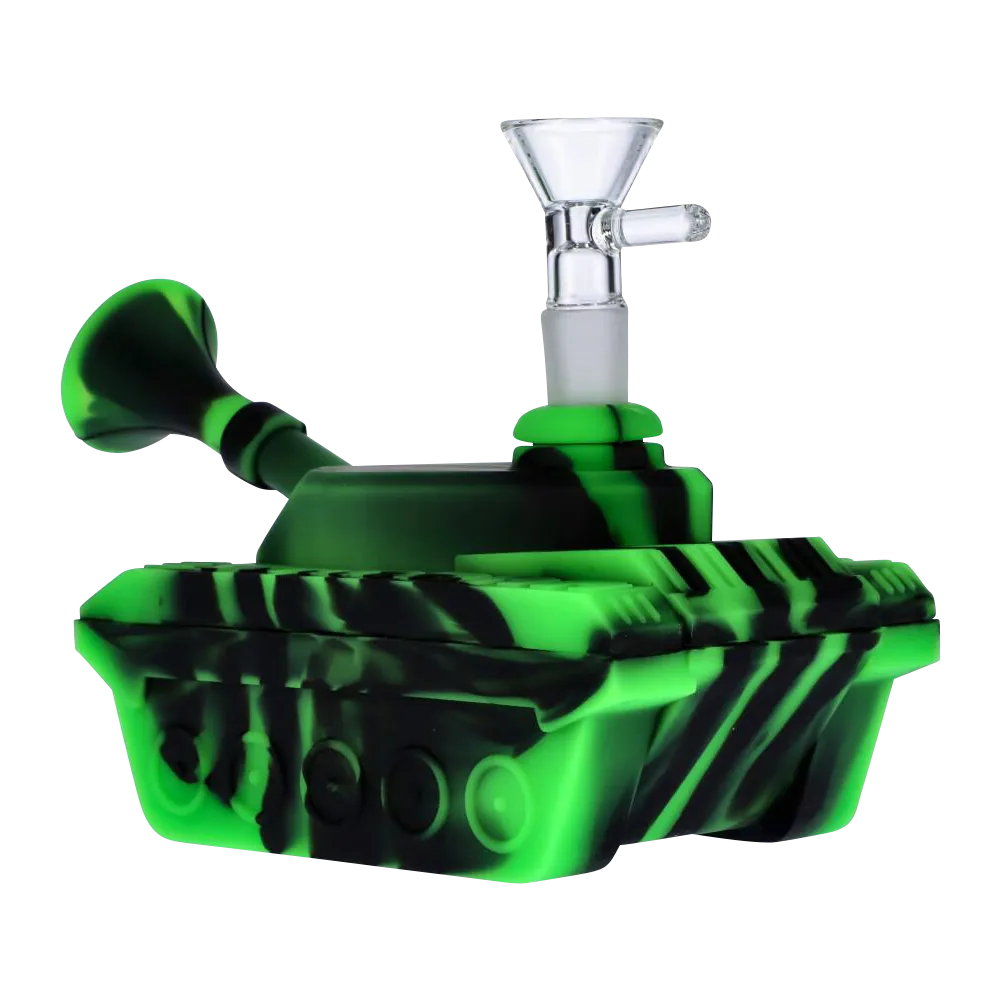 Silicone Army Tank Pipe with Glass Bowl