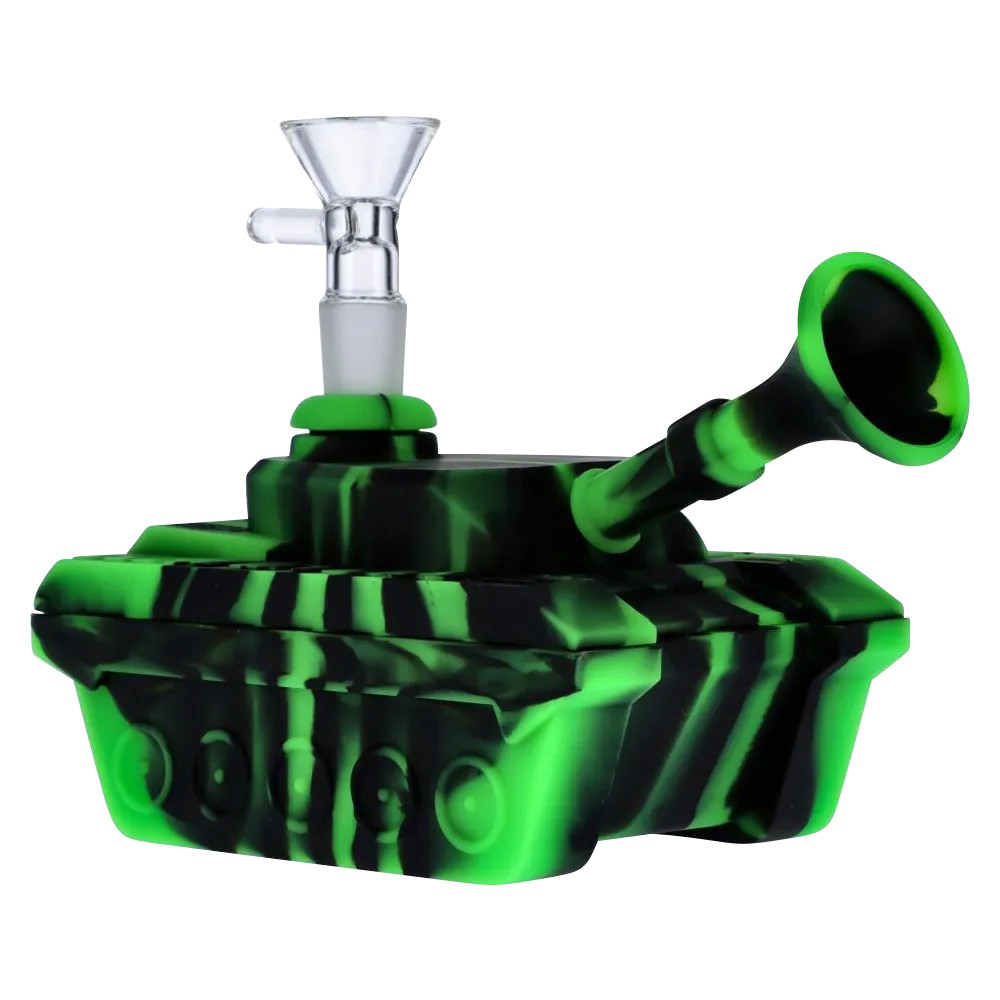 Silicone Army Tank Pipe with Glass Bowl