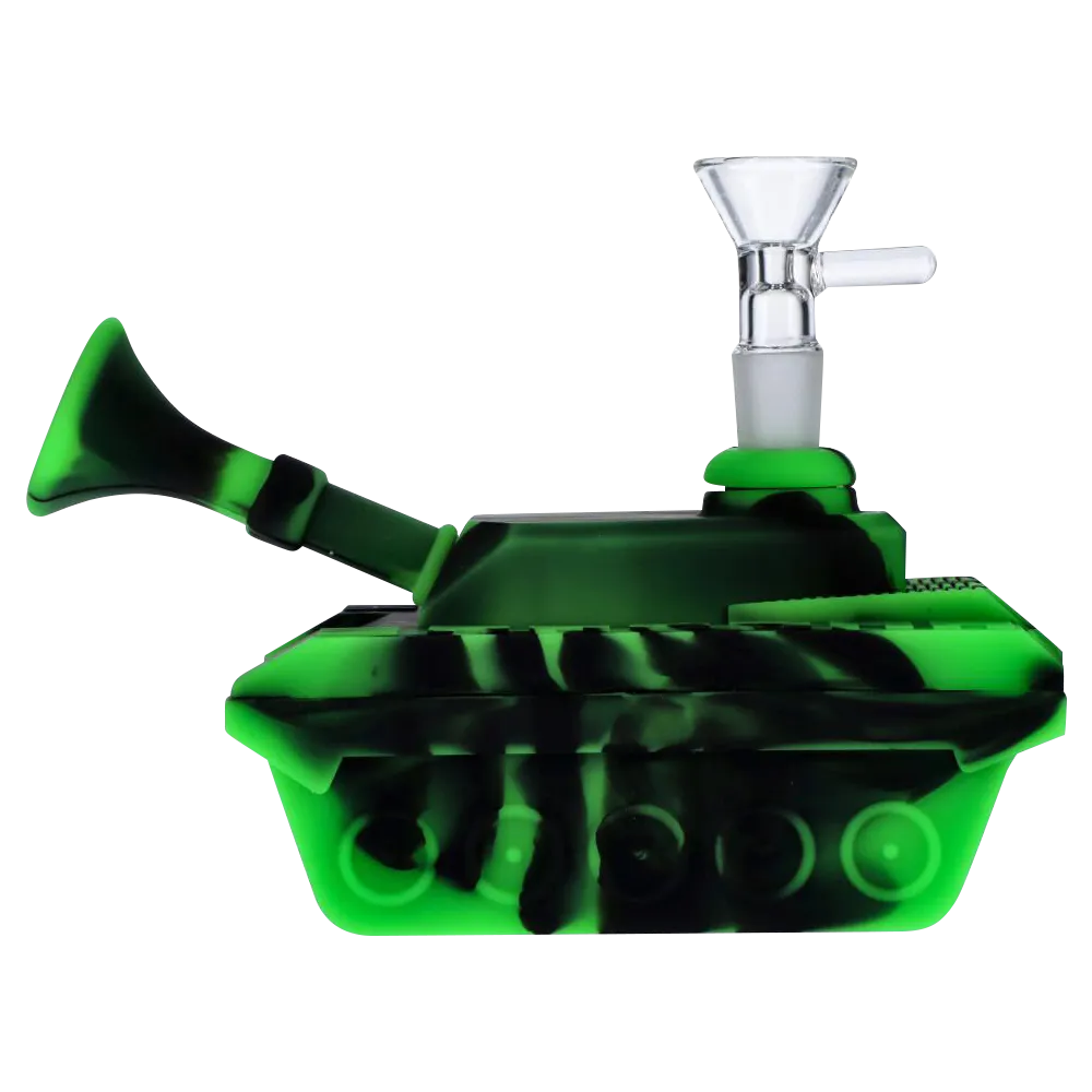 Silicone Army Tank Pipe with Glass Bowl